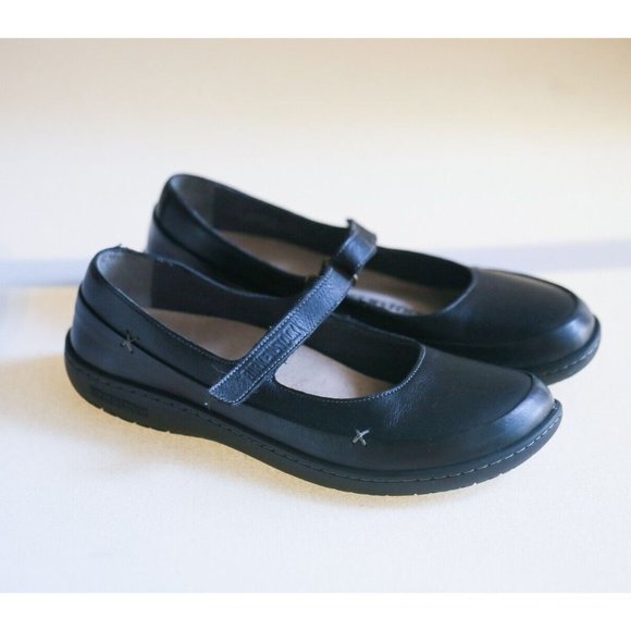 Birkenstock Shoes - Birkenstock Black Leather Mary Jane Comfort Flats 39
